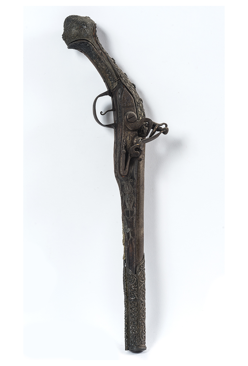 soggetto assente (pistola a pietra focaia, opera isolata) - ambito ottomano-caucasico (fine/ metà secc. XVII/ XVIII)