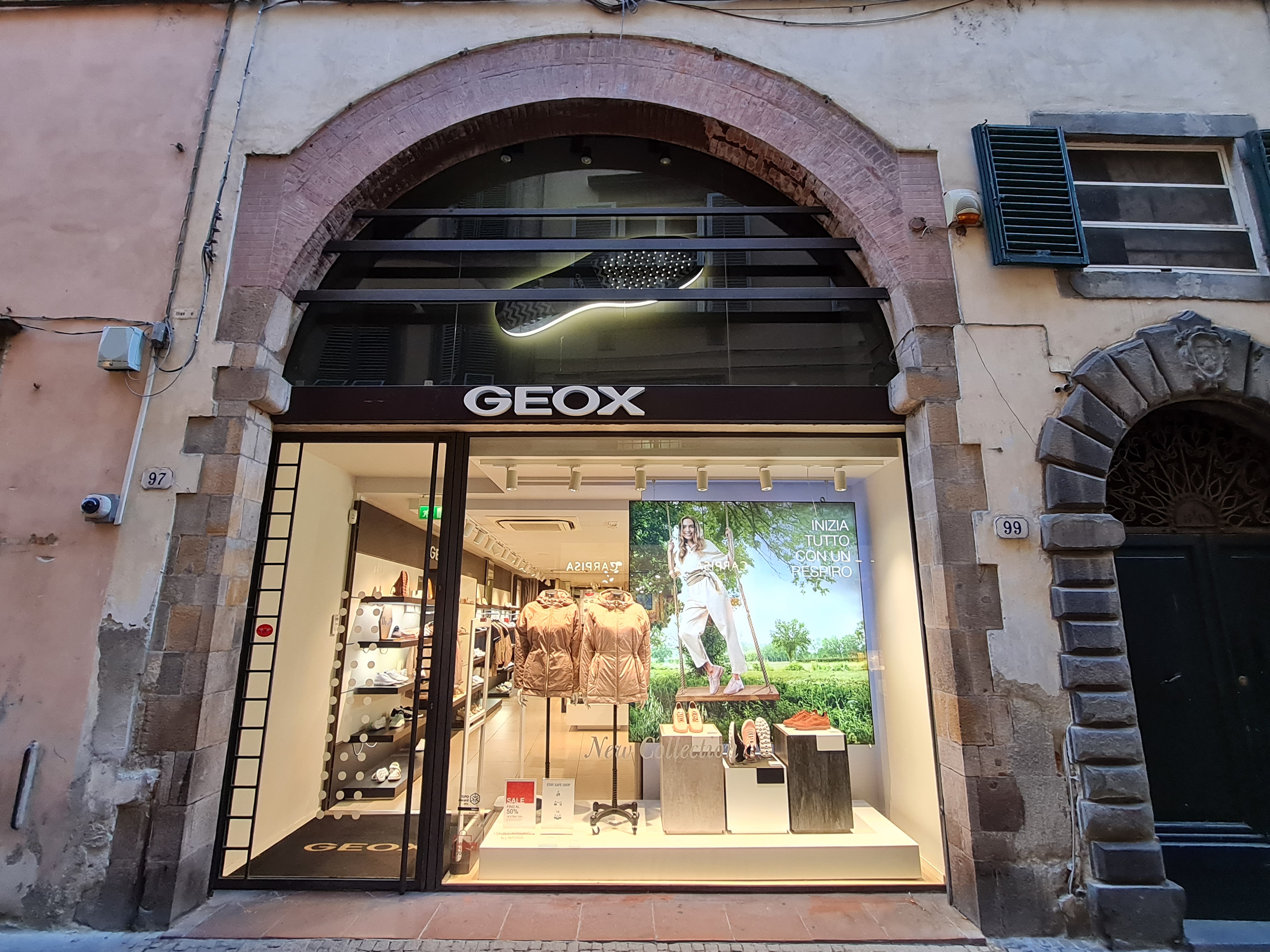 bottega, negozio di calzature, Geox, Francesco Lenci Confezioni donna (denominazione originaria storica) (anni settanta XX)