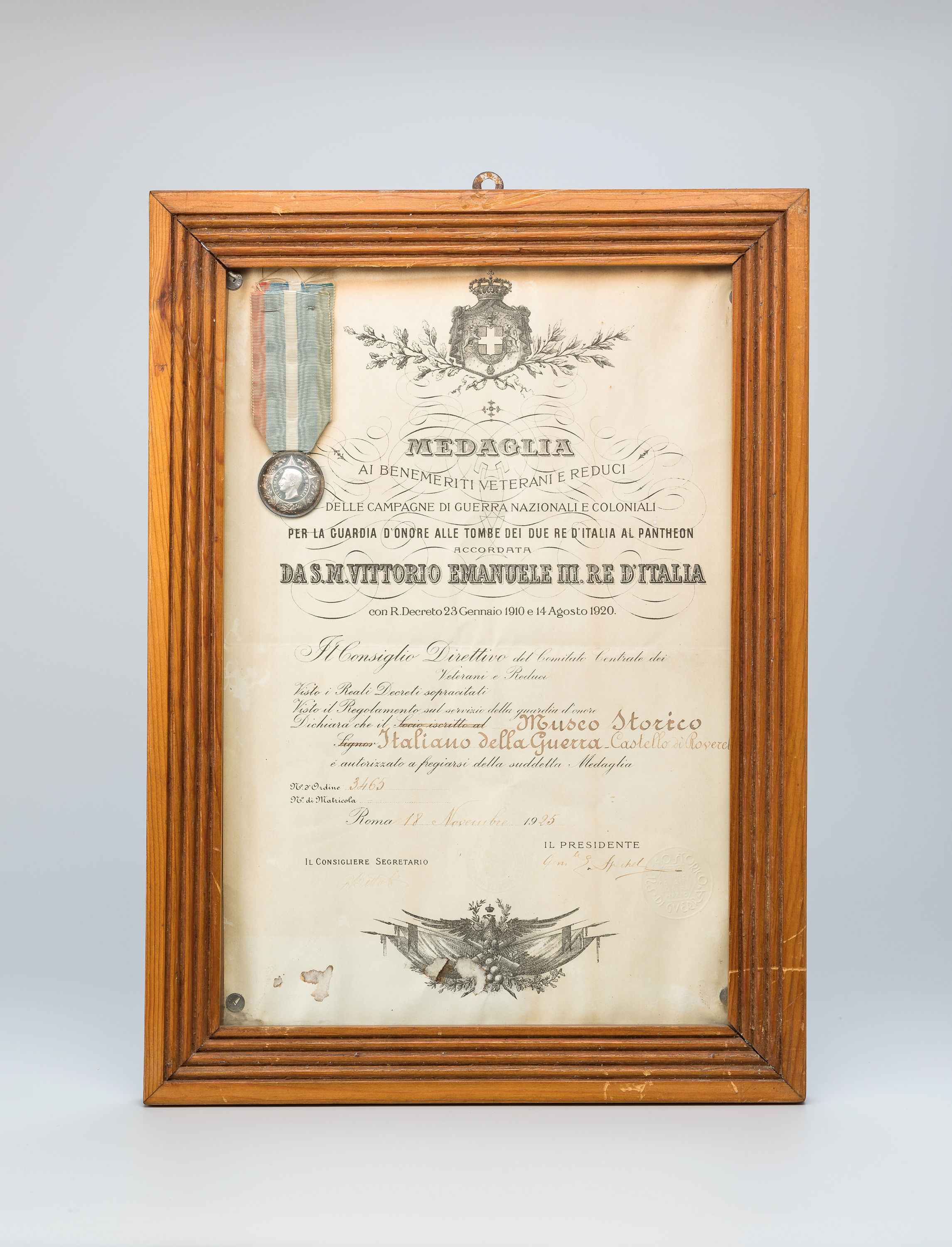 Medaglia ai benemeriti veterani e reduci delle campagne di guerra nazionali e coloniali (prima metà XX secolo)