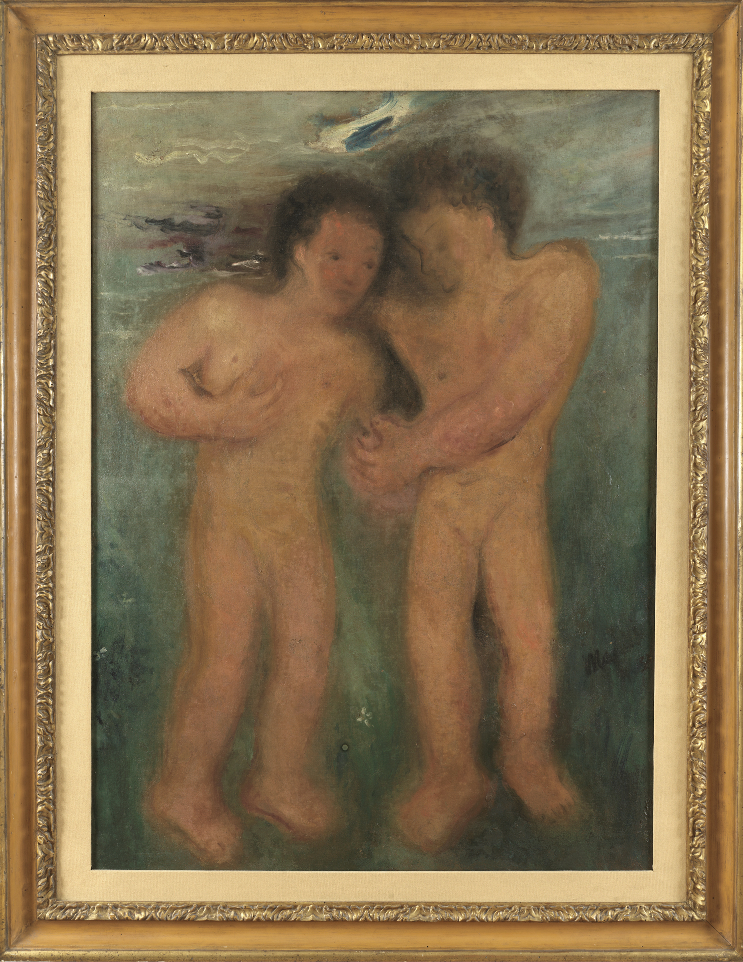 Due nudi maschili (dipinto) di Mafai Mario (sec. XX)