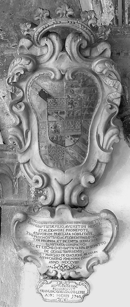 stemma gentilizio della famiglia de Gerbis Ripa Buschetto (rilievo) - bottega toscana (sec. XVIII)