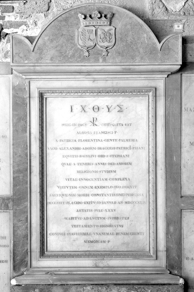 stele funeraria - produzione toscana (sec. XIX)