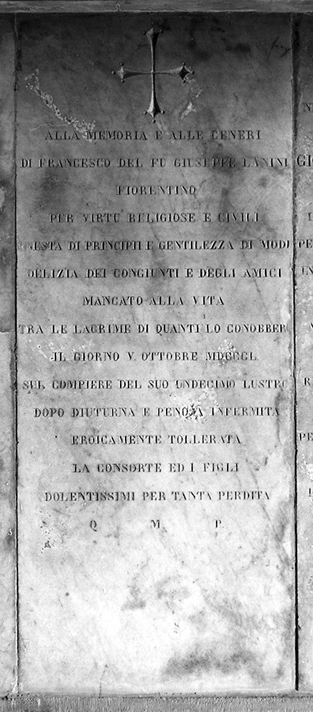 lastra tombale - produzione toscana (sec. XIX)