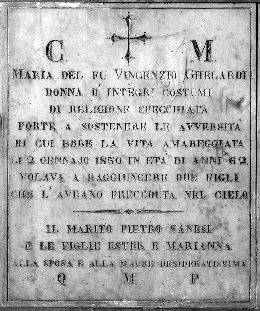 lapide tombale - produzione toscana (sec. XIX)