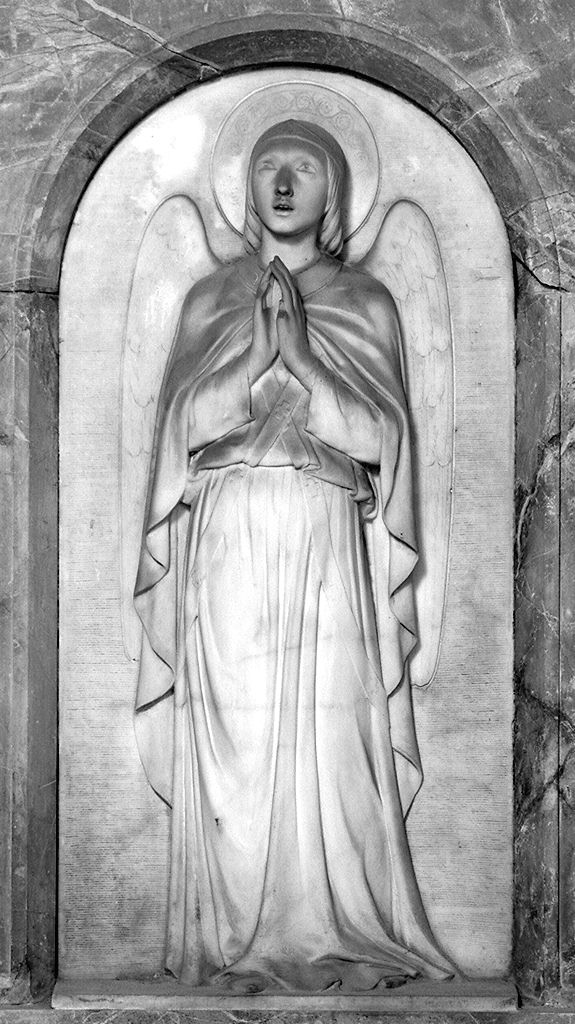 angelo in preghiera (monumento funebre - a edicola centinata) - bottega toscana (sec. XIX)