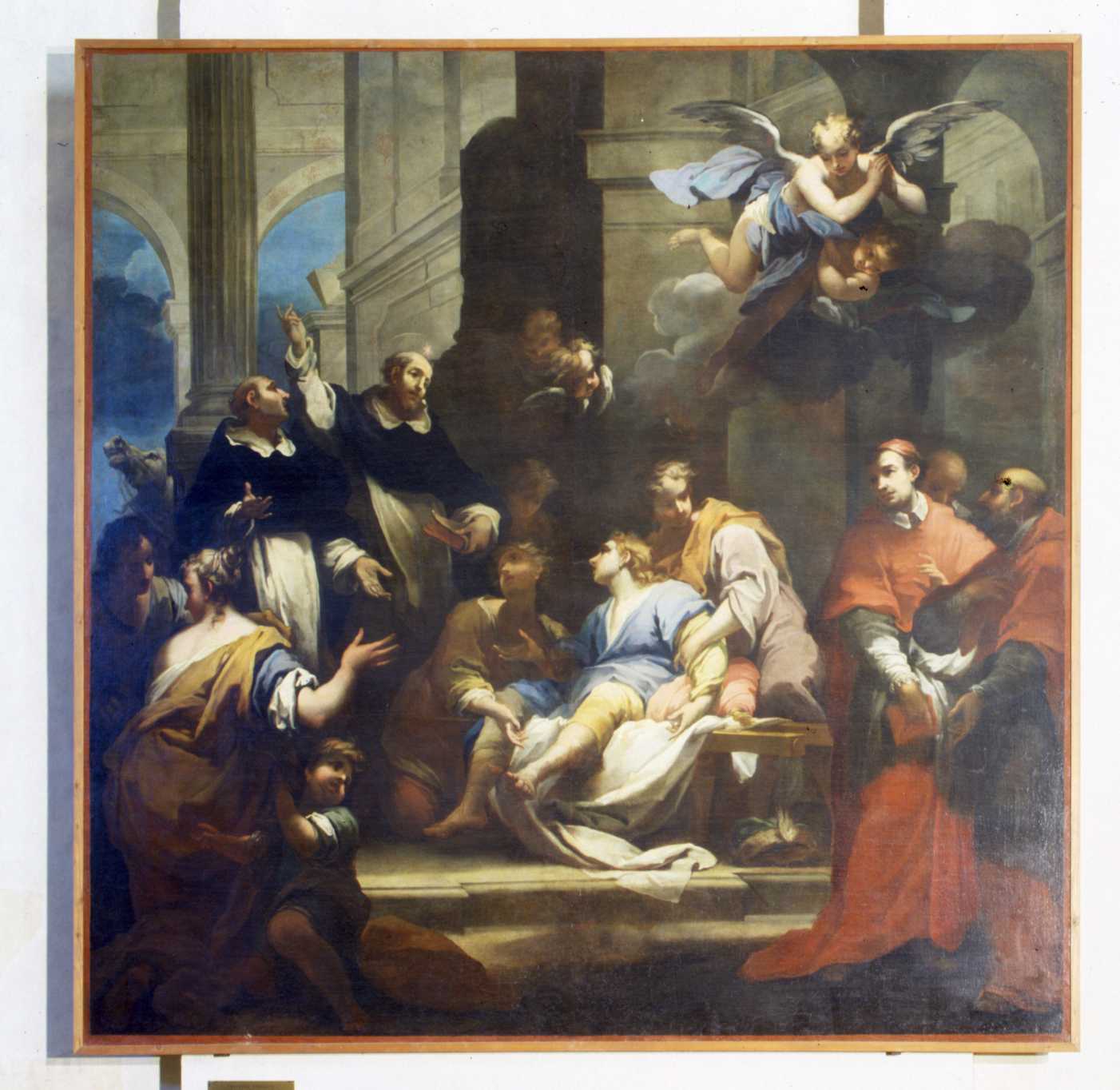 San Domenico resuscita Napoleone Orsini (dipinto) di Sagrestani Giovanni Camillo, Bonechi Matteo (sec. XVIII)