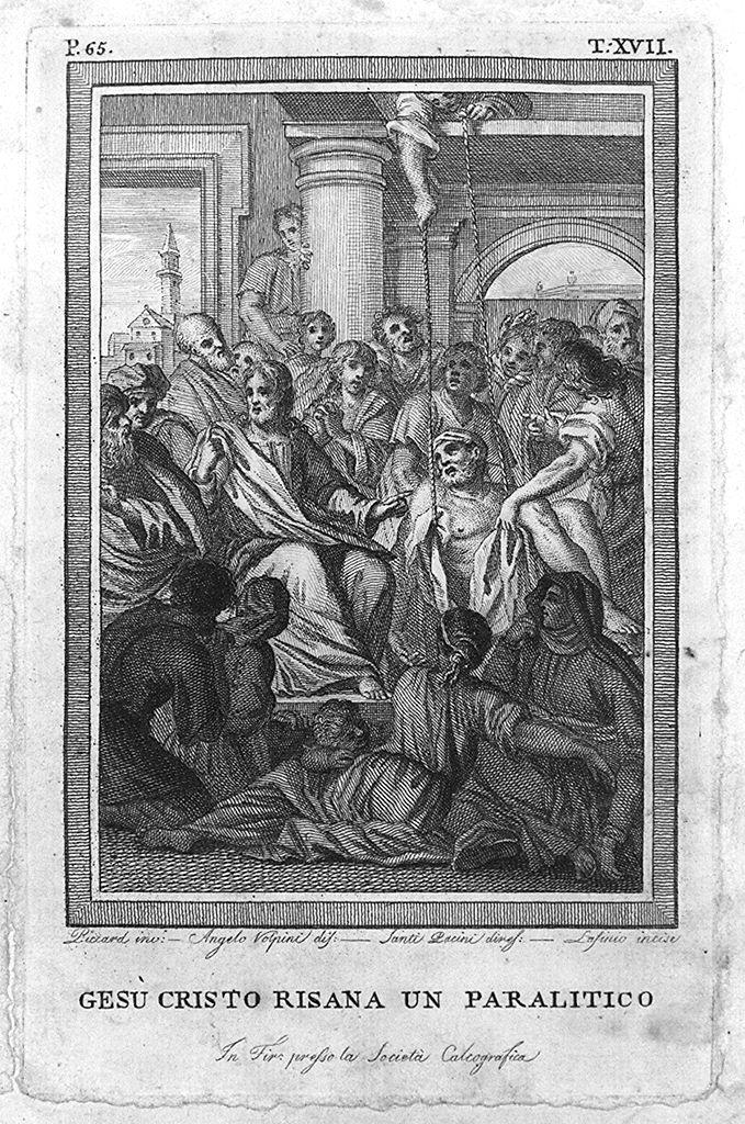 Cristo guarisce il paralitico di Cafarnao (stampa) di Lasinio Carlo, Volpini Angelo, Picart Etienne detto Romano (sec. XVIII)