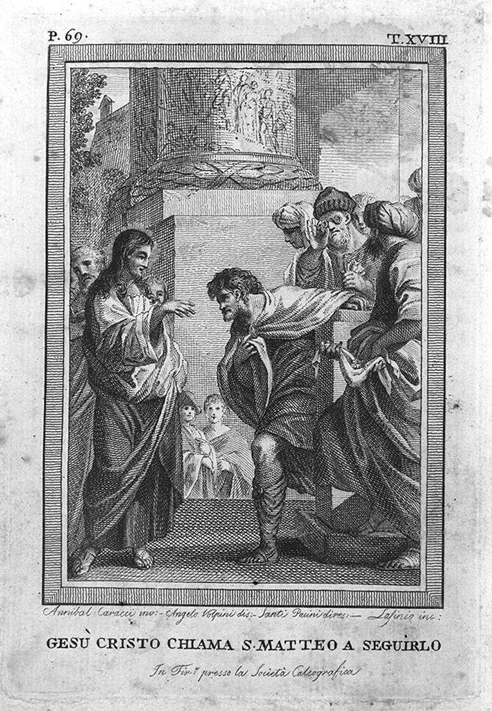 vocazione di San Matteo (stampa) di Lasinio Carlo, Volpini Angelo, Carracci Annibale (sec. XVIII)