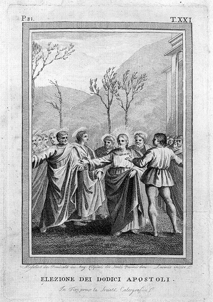 Cristo tra gli apostoli (stampa) di Lasinio Carlo, Volpini Angelo, Cassai Tommaso di Ser Giovanni detto Masaccio (sec. XVIII)