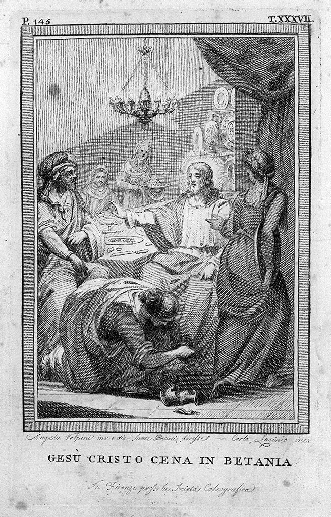 cena in casa di Simone il fariseo (stampa) di Lasinio Carlo, Volpini Angelo (sec. XVIII)