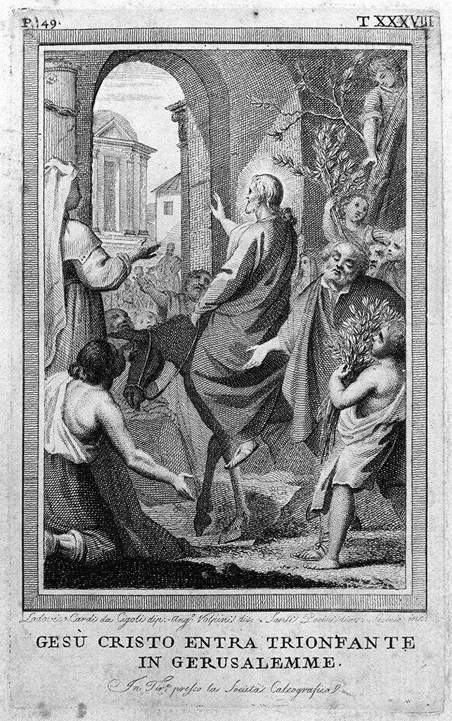 entrata di Cristo in Gerusalemme (stampa) di Lasinio Carlo, Volpini Angelo, Cardi Ludovico detto Cigoli (sec. XVIII)