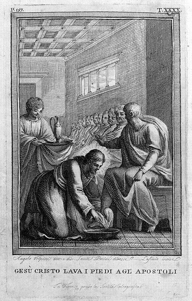 Cristo lava i piedi degli apostoli (stampa) di Lasinio Carlo, Volpini Angelo (sec. XVIII)