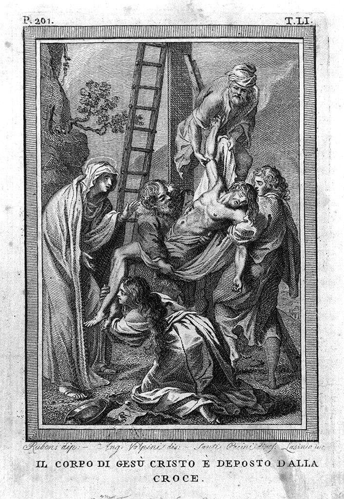 deposizione di Cristo dalla croce (stampa) di Lasinio Carlo, Volpini Angelo, Rubens Pieter Paul (sec. XVIII)