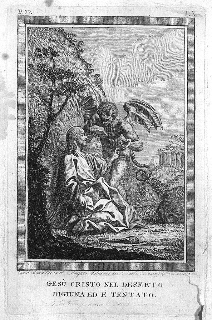 Cristo tentato da Satana (stampa) di Lasinio Carlo, Volpini Angelo, Maratta Carlo (sec. XVIII)