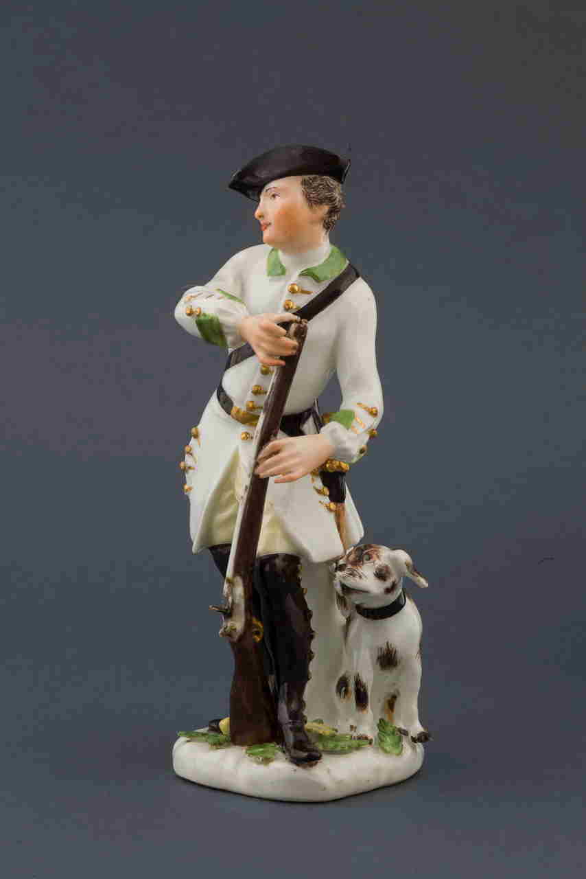 cacciatore con fucile e cane (statuetta) di Manifattura di Meissen (XVIII)