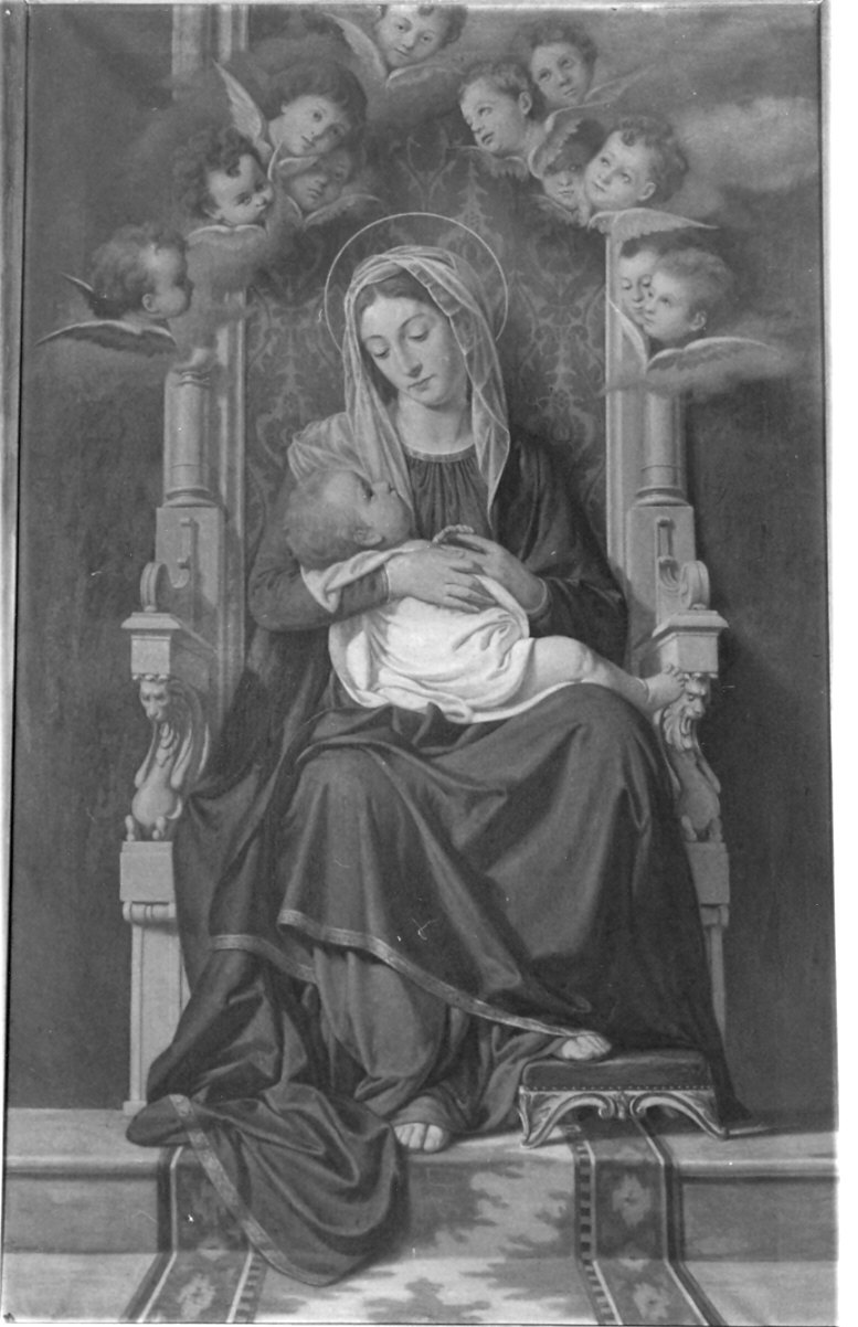 Madonna con Bambino in trono (dipinto, opera isolata) di Parma Emilio (sec. XX)