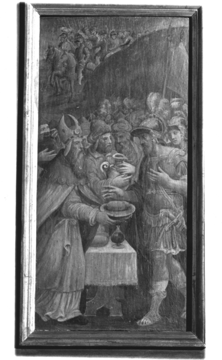 Melchisedec offre il pane e il vino nel calice (dipinto, opera isolata) di Semino Ottavio (sec. XVI)
