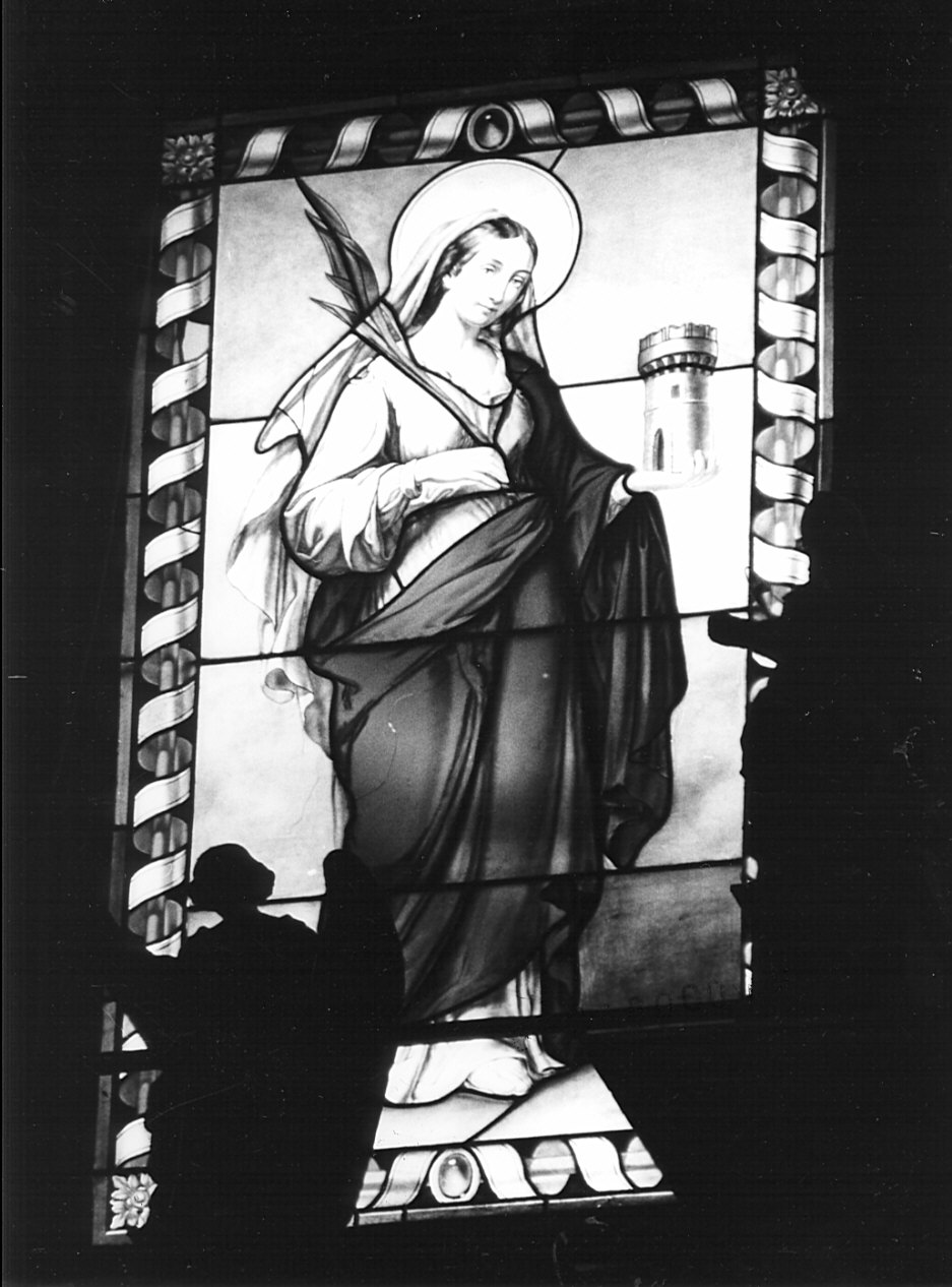 Santa Barbara (vetrata, opera isolata) di Bertini Giuseppe (bottega) (metà sec. XIX)