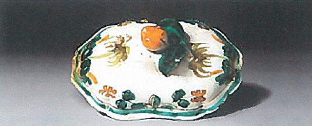 decorazione floreale (coperchio di zuccheriera) di Marchitto, Tommaso (?) (fabbrica) - manifattura cerretese (ultimo quarto XVIII)