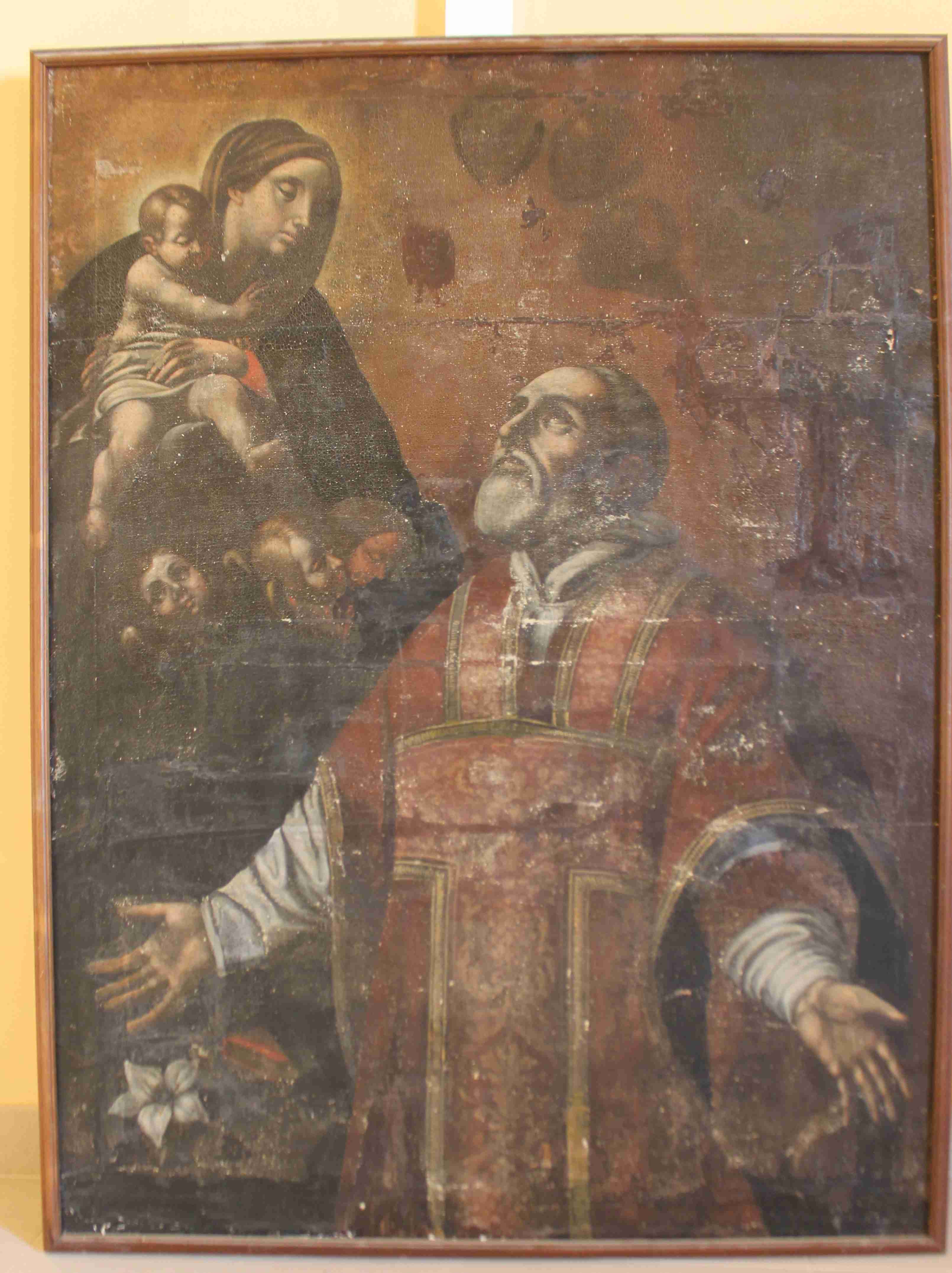 San Filippo Neri ha la visione della Madonna con Bambino (dipinto, opera isolata) - ambito Italia centrale (seconda metà sec. XVII)