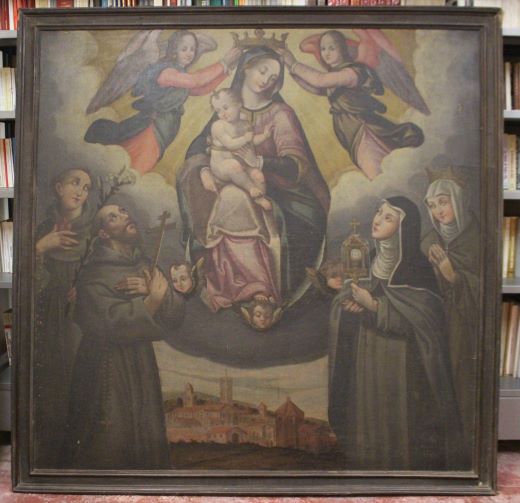 incoronazione di Maria Vergine tra santi e profeti (dipinto, opera isolata) - ambito umbro (sec. XVII)