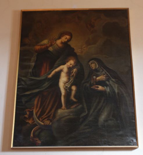 Madonna con Bambino e Santa Chiara (dipinto, opera isolata) di Polinori Andrea (sec. XVII)