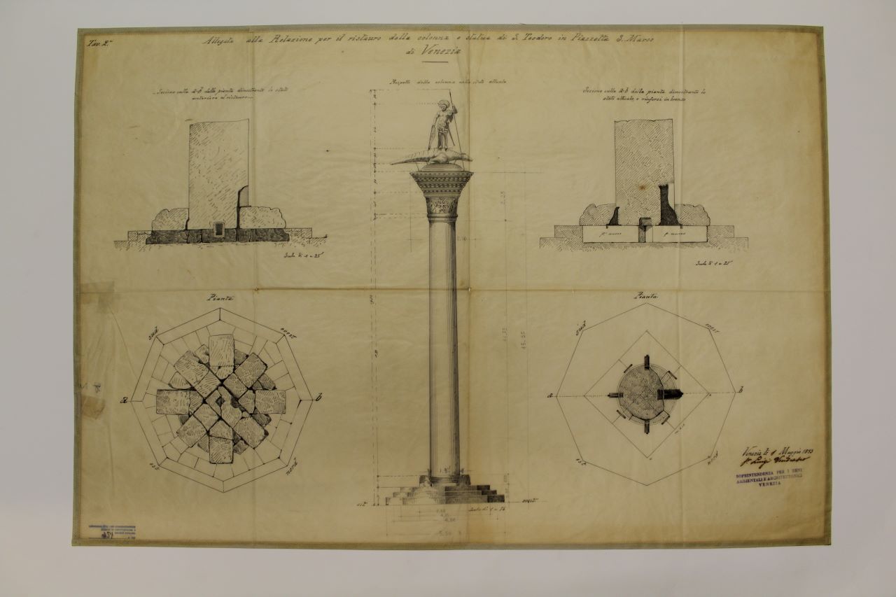 Piazzetta San Marco (disegno architettonico) di Tosoni Antonio, Vendrasco Luigi (fine XIX)