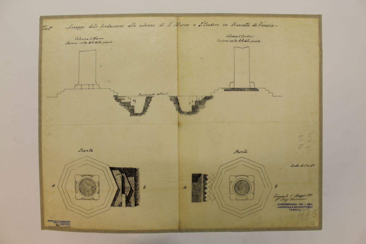 Piazzetta San Marco (disegno architettonico) di Tosoni Antonio, Vendrasco Luigi (fine XIX)