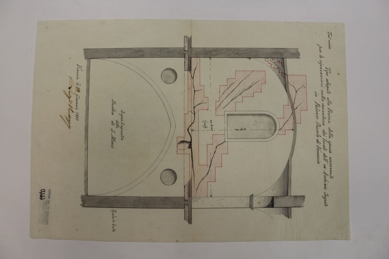 Palazzo Ducale (disegno architettonico) di Vendrasco Luigi (fine XIX)