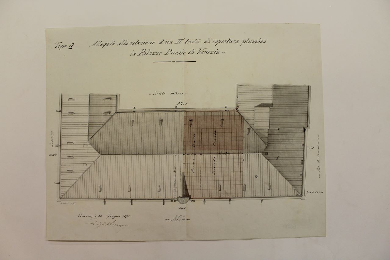 Palazo Ducale (disegno architettonico) di Vendrasco Luigi, Tosoni Antonio (fine XIX)