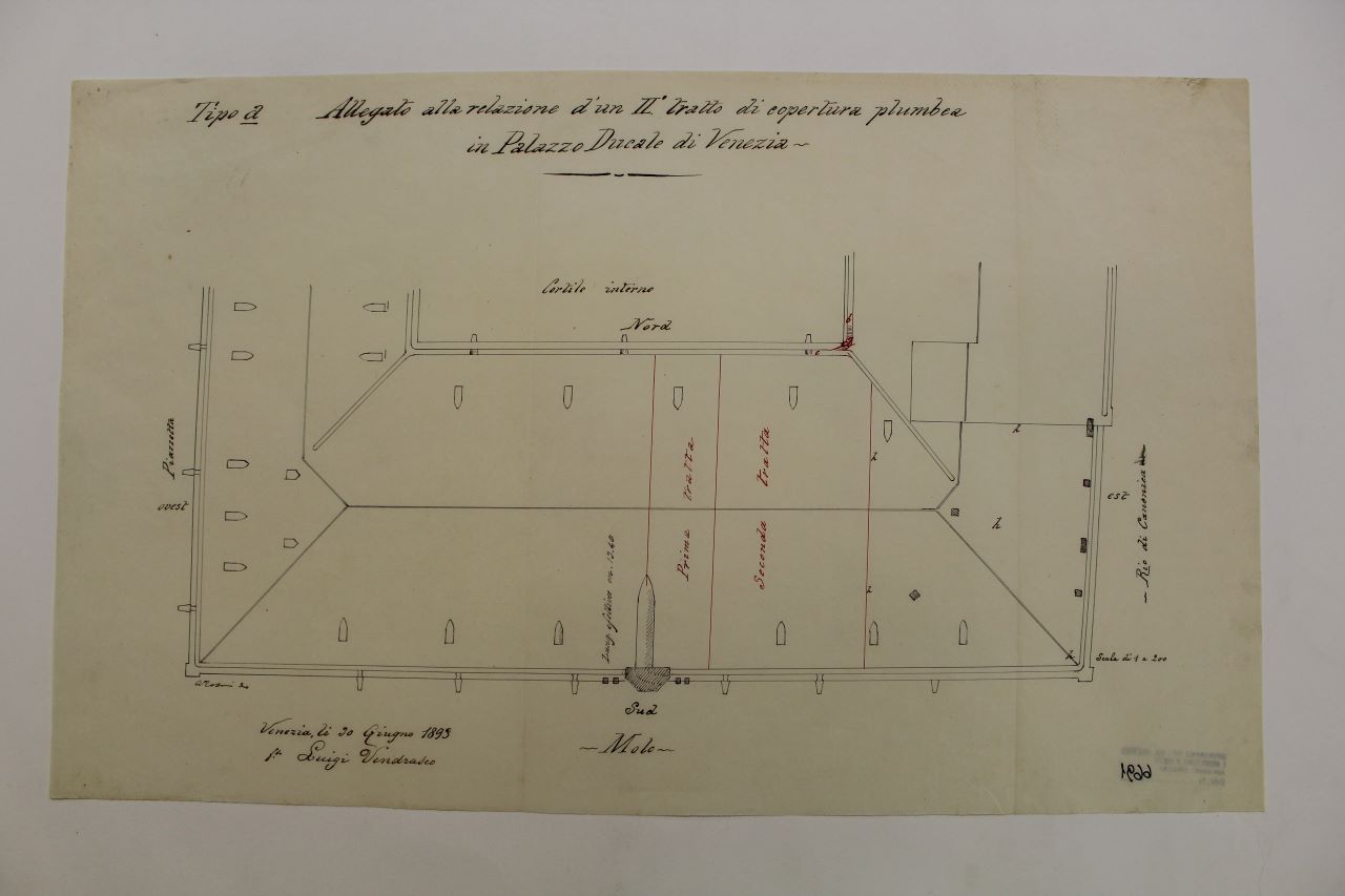 Palazzo Ducale (disegno architettonico) di Vendrasco Luigi, Tosoni Antonio (fine XIX)