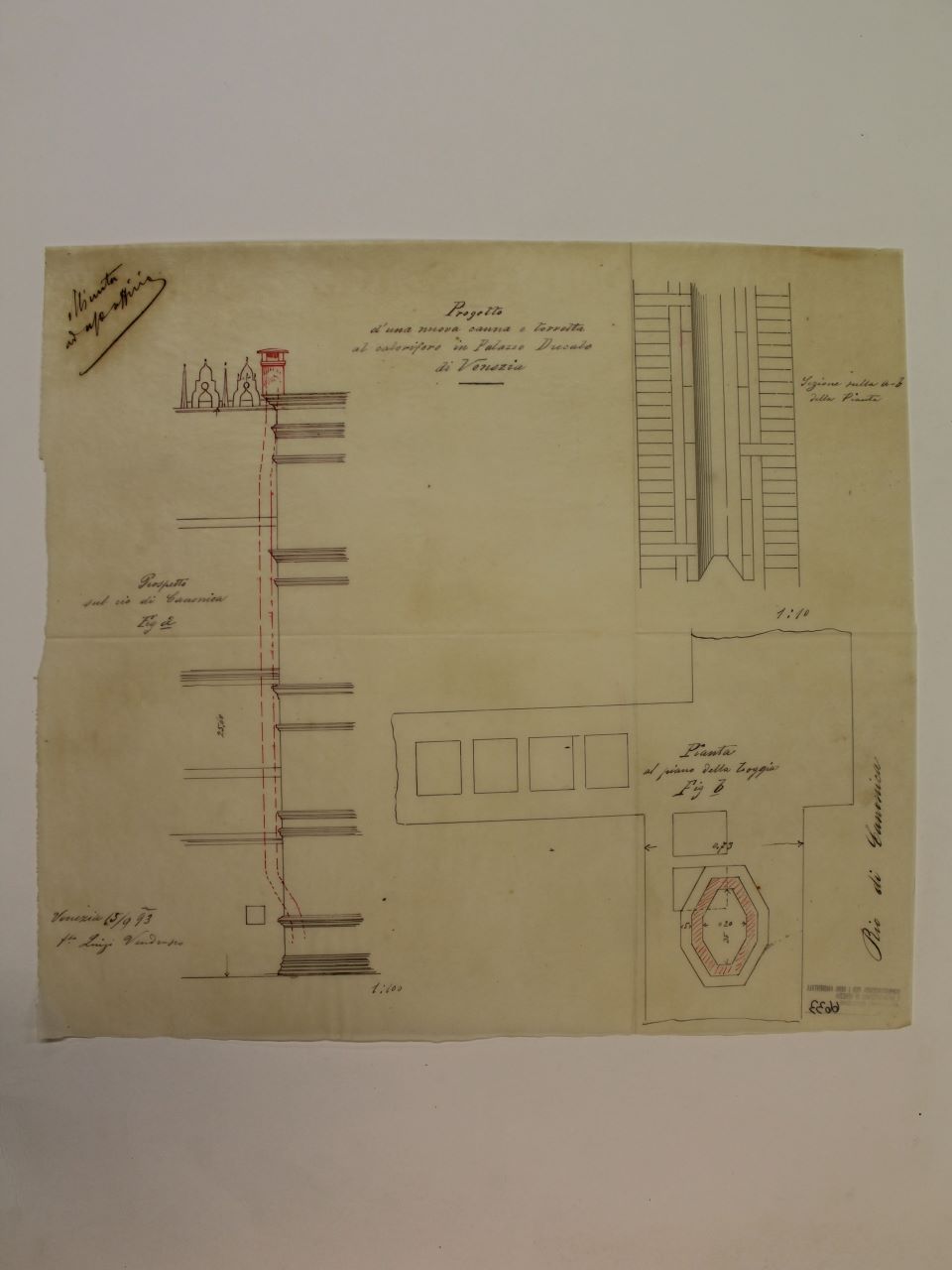 Palazzo Ducale (disegno architettonico) di Vendrasco Luigi (fine XIX)