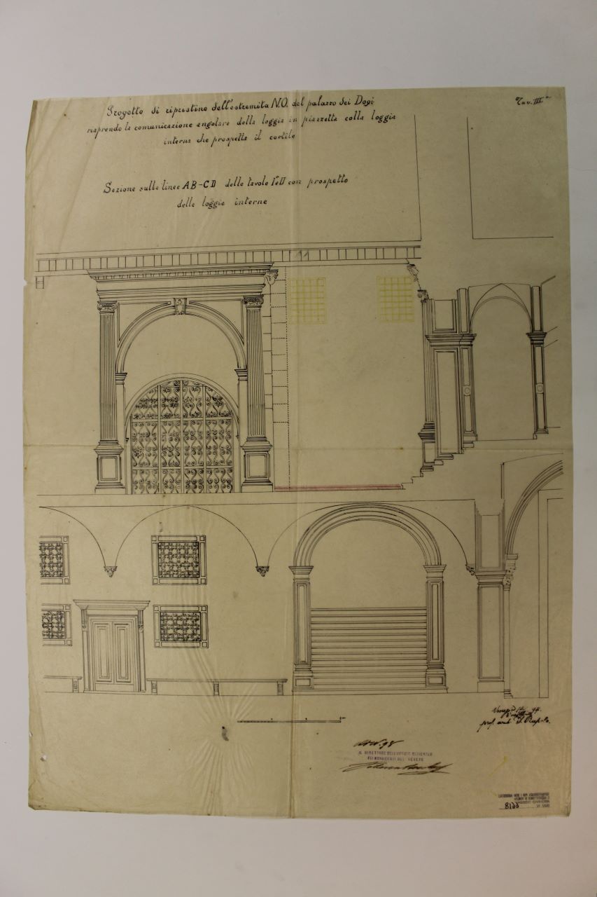 Palazzo Ducale (disegno architettonico) di Berchet Federico, Rupolo Domenico (fine XIX)