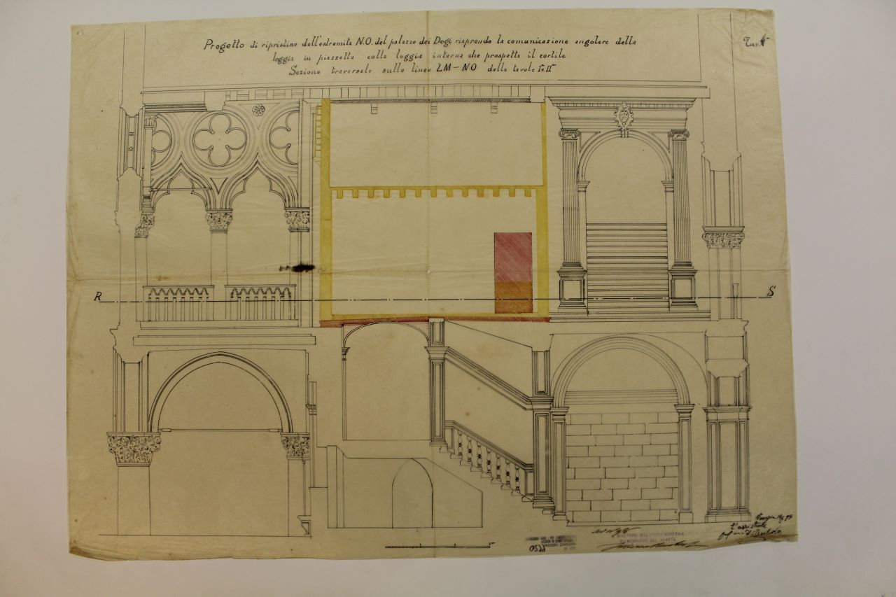Palazzo Ducale (disegno architettonico) di Berchet Federico, Rupolo Domenico (fine XIX)