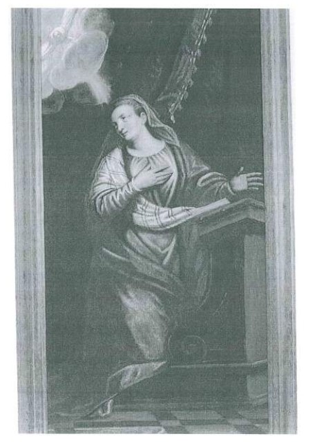 Vergine Annunciata (dipinto, pendant) di Marone Pietro (attribuito) (metà/ inizio XVI-XVII)