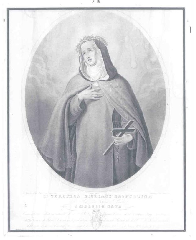 Santa Veronica Giuliani cappuccina (stampa) di Piotti Pirola Caterina (attribuito) (XIX)