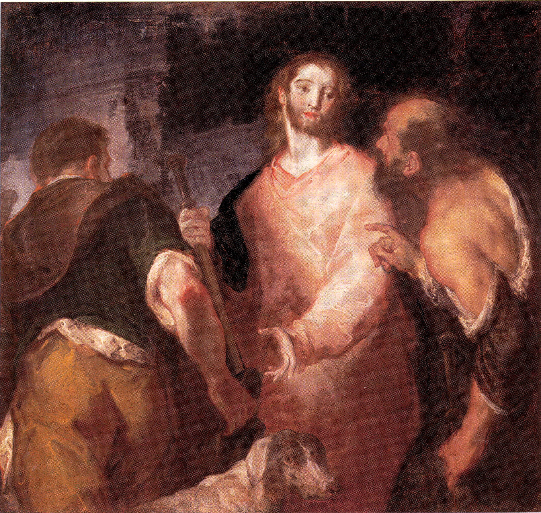 Cristo in viaggio a Emmaus con due apostoli (dipinto, opera isolata) di Bazzani Giuseppe (sec. XVIII)