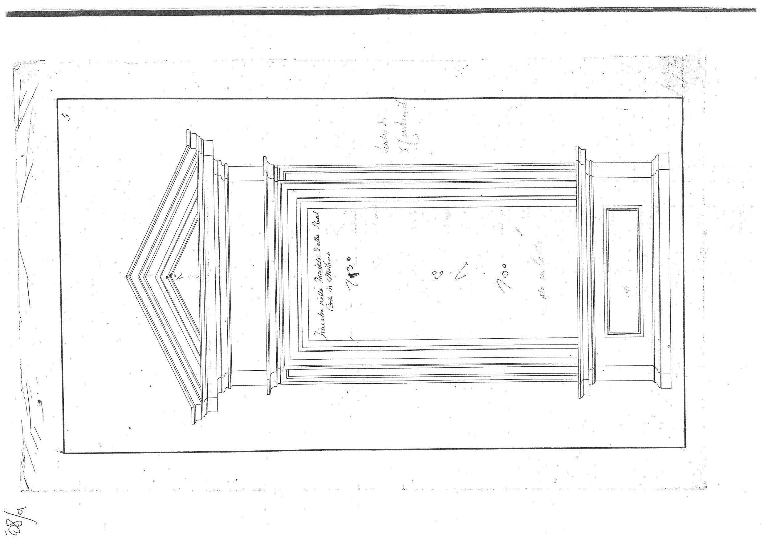 "Finestra nella Facciata della Real Corte in Milano"/"Sagome attinenti alla Finestra nella Facciata della Real Corte in Milano", progetti architettonici per il Palazzo Reale di Milano (disegno architettonico, elemento d'insieme) di Piermarini Giuseppe (sec. XVIII)