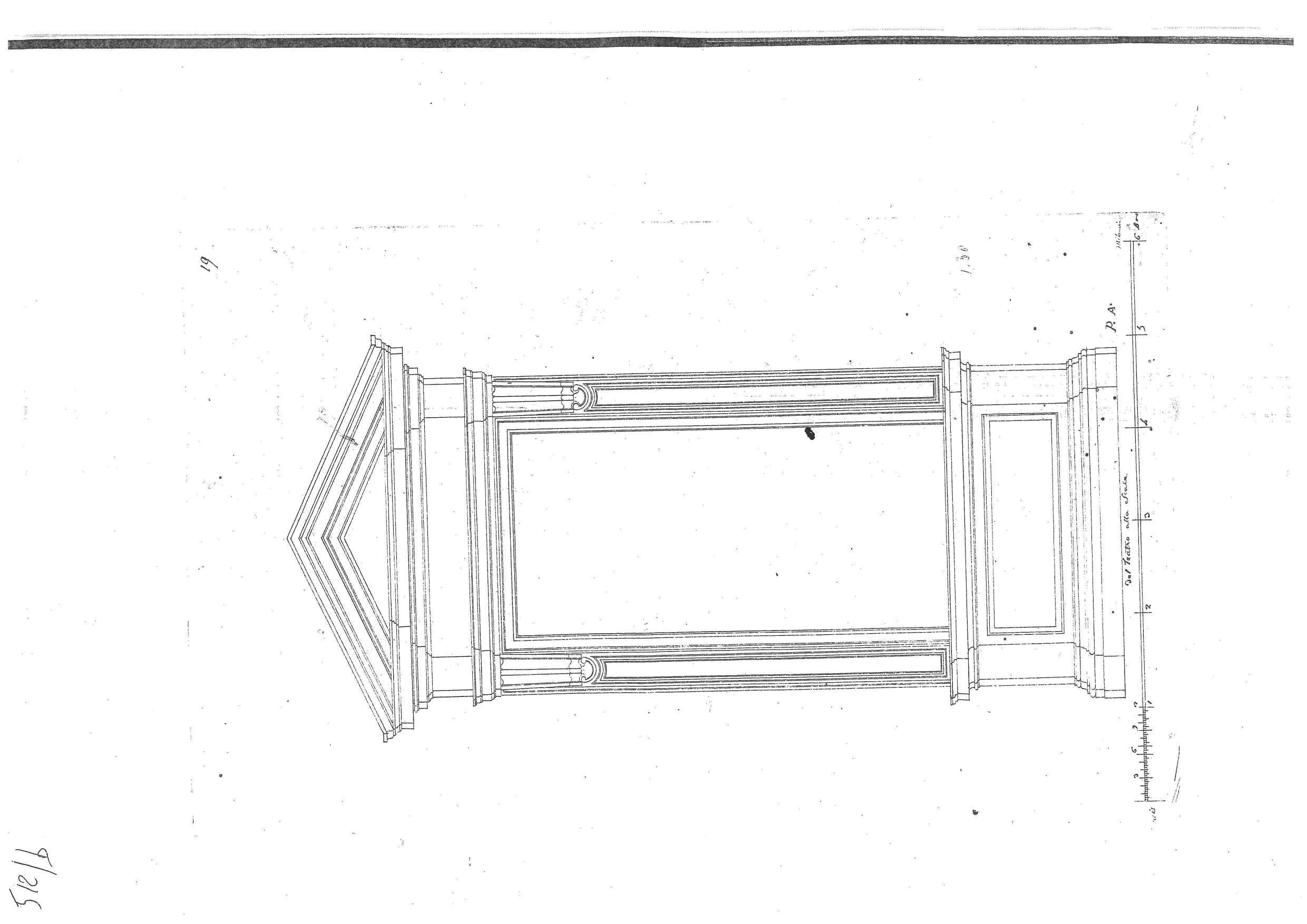 "del Teatro alla Scala", progetto architettonico per il Teatro alla Scala di Milano (disegno architettonico, elemento d'insieme) di Piermarini Giuseppe (sec. XVIII)
