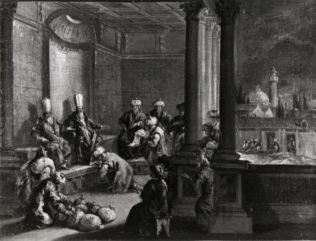 Tributo al sultano (dipinto, pendant) di Guardi Giovanni Antonio (sec. XVIII)