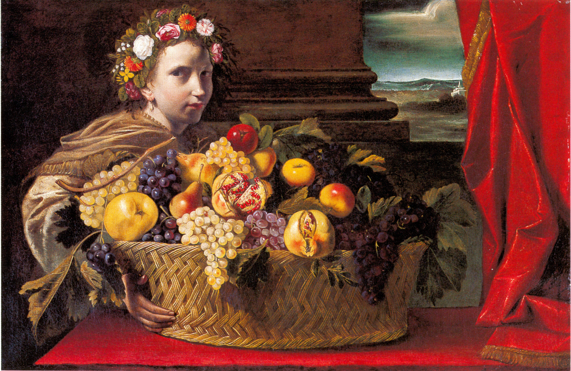 fanciulla con cesto di frutta (dipinto, opera isolata) di Paolini Pietro (sec. XVII)