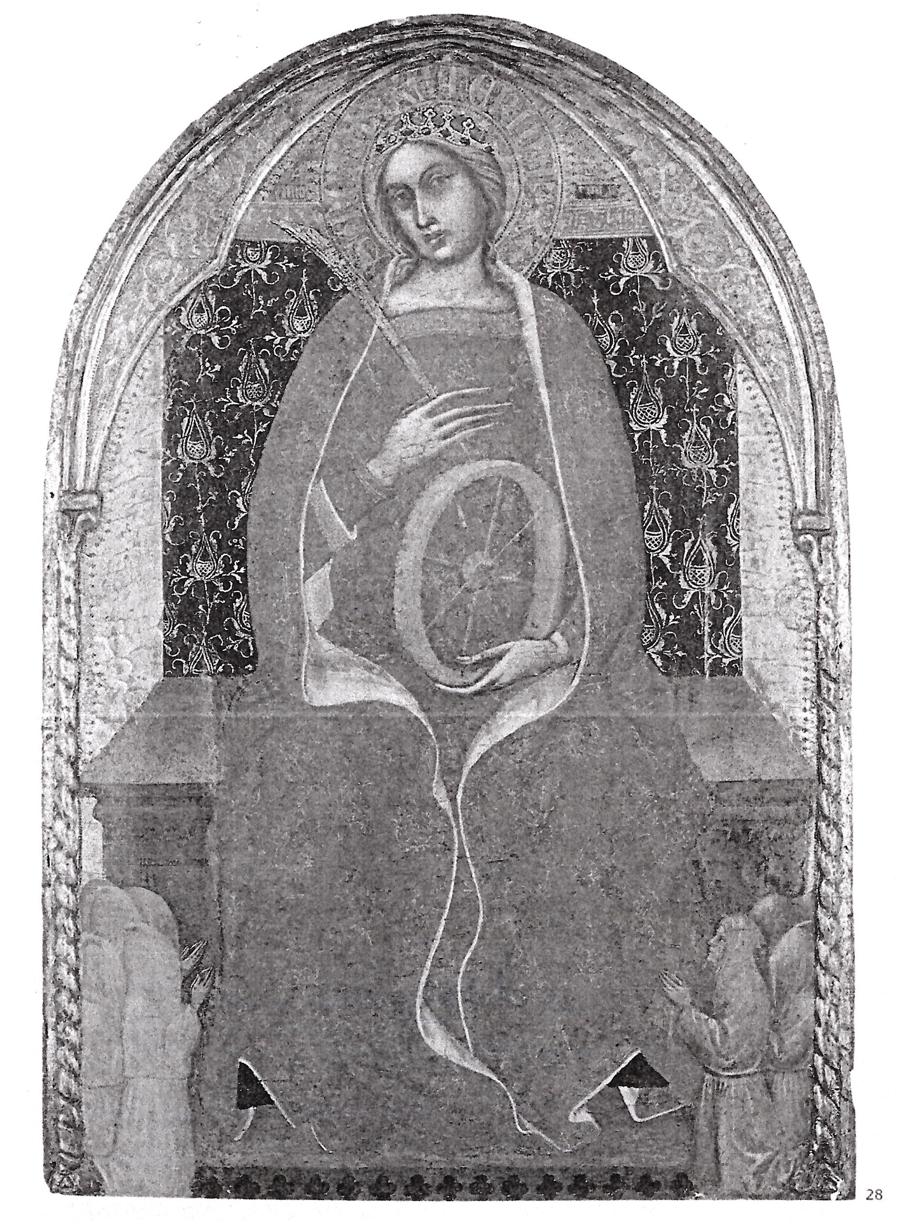 Santa Caterina d'Alessandria in trono e devoti (dipinto, opera isolata) di Agocchiari Barnaba detto Barnaba da Modena (sec. XIV)