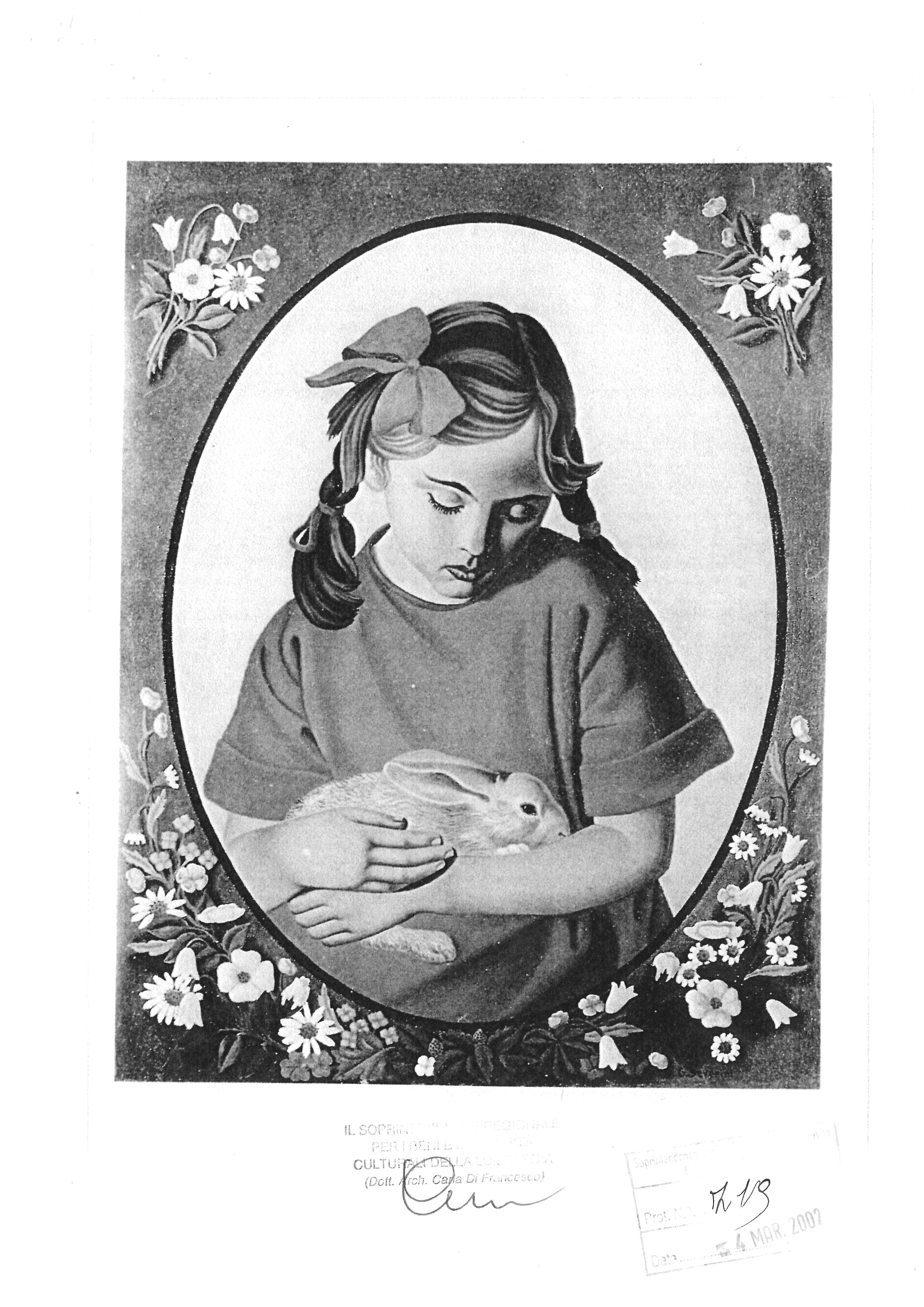 La fillette au lapin (dipinto, opera isolata) di Severini Gino (sec. XX)