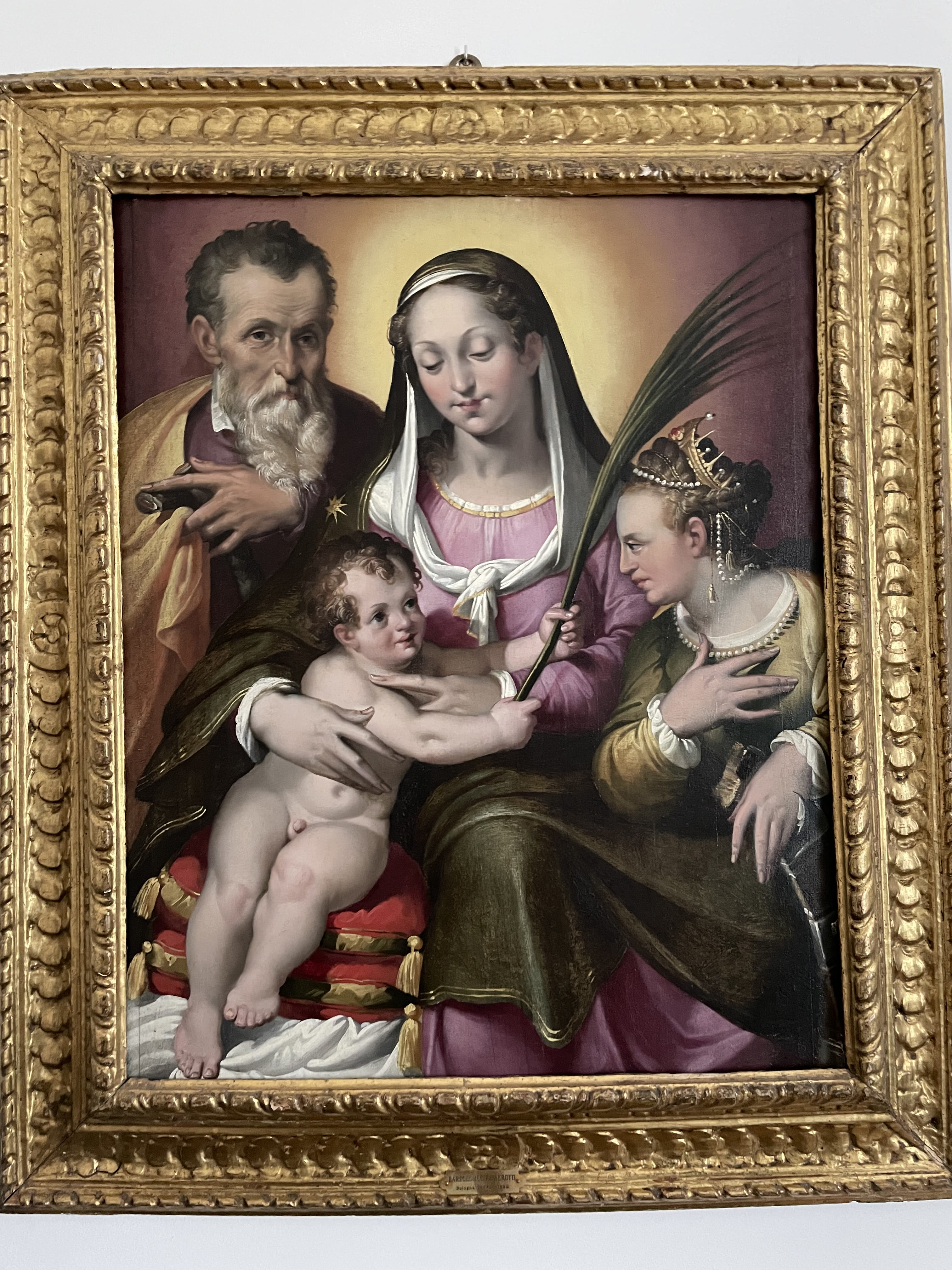 Sacra Famiglia con Santa Caterina d'Alessandria (dipinto, opera isolata) di Passarotti Bartolomeo (sec. XVI)