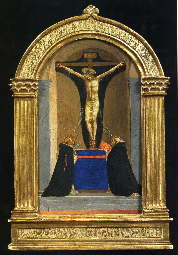 i Santi Pietro martire e Tommaso d'Aquino davanti al Crocifisso (dipinto, opera isolata) di Beato Angelico (sec. XV)