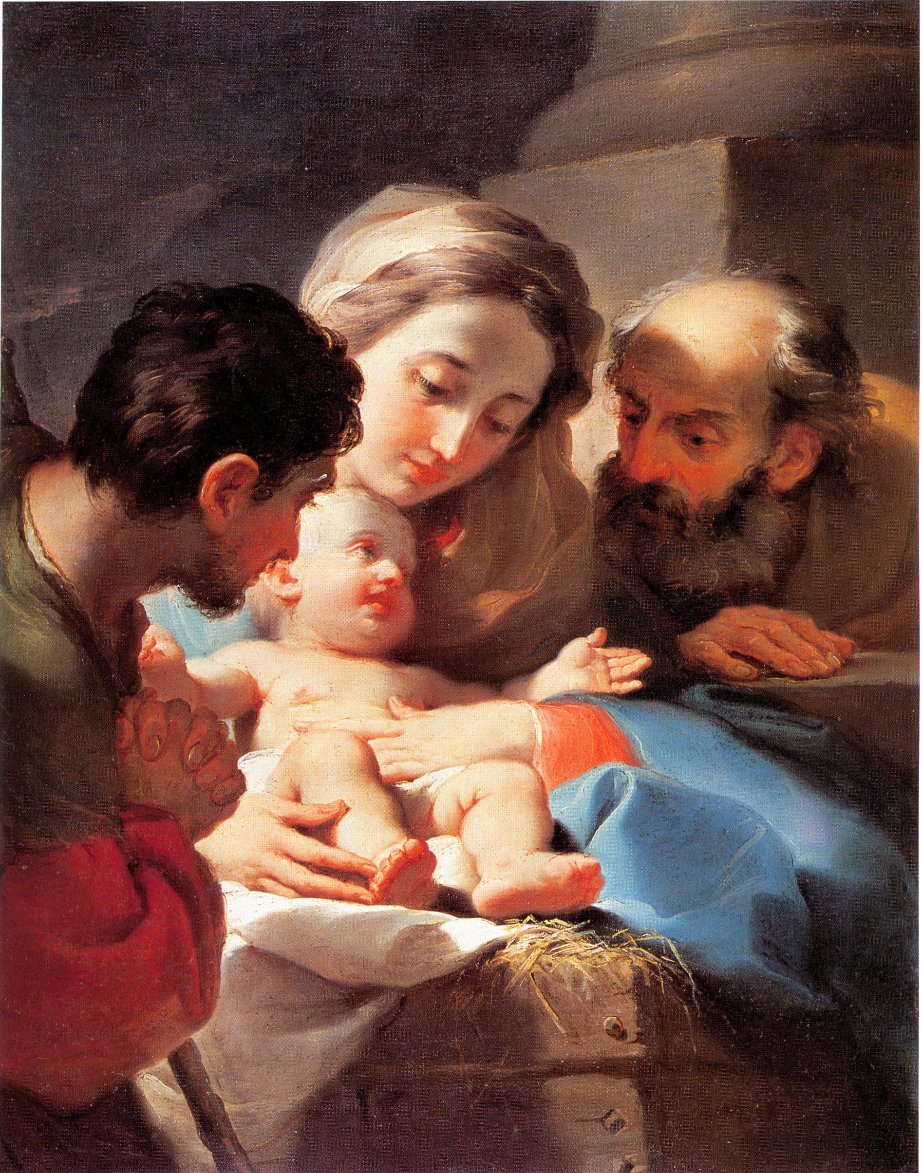 Sacra Famiglia con un pastore (dipinto, opera isolata) di Gandolfi Ubaldo (sec. XVIII)