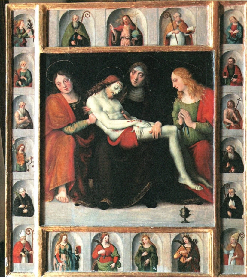 Pietà/ Santi (altare portatile, opera isolata) di Giannicola di Paolo (sec. XVI)