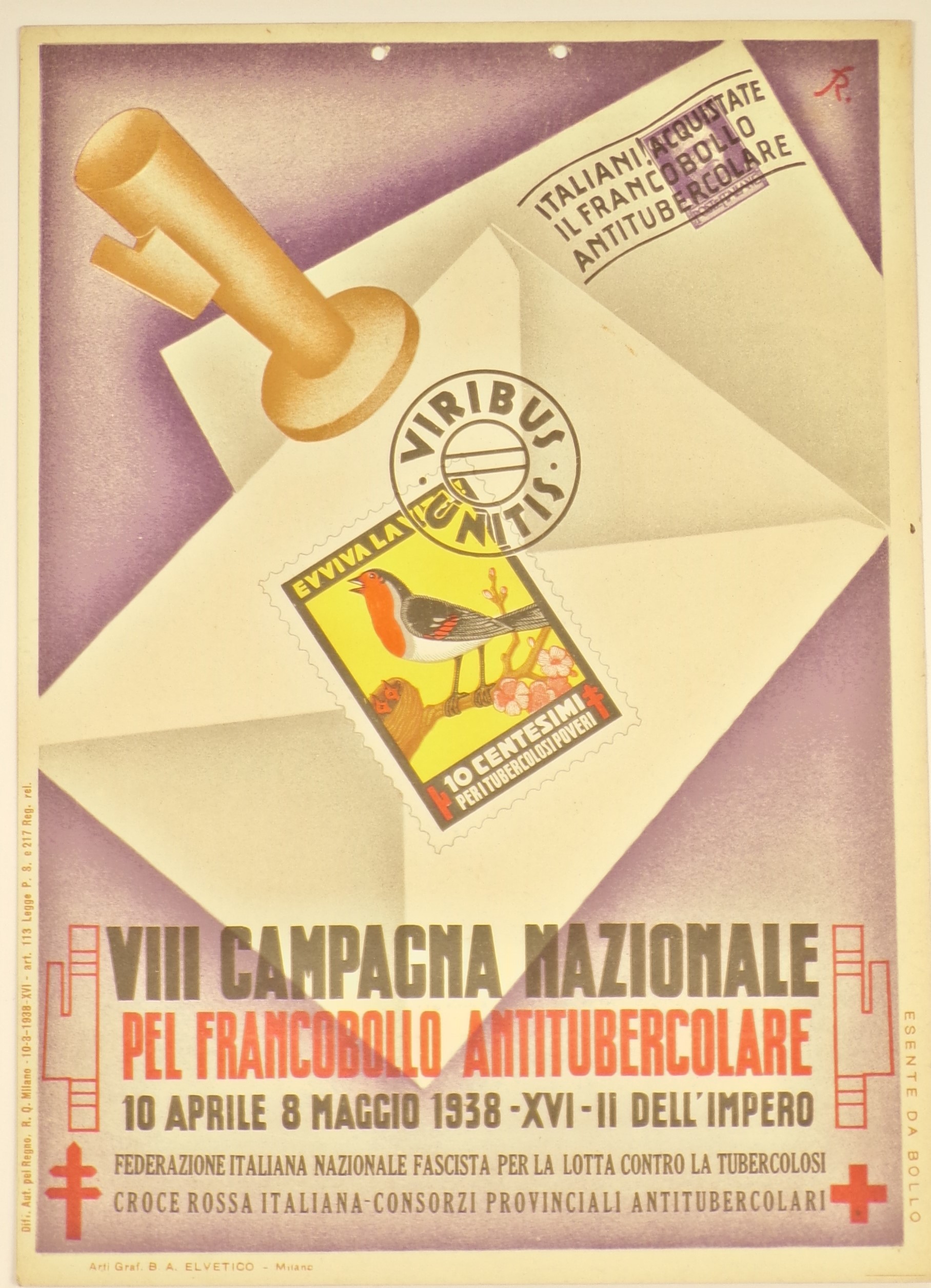 VIII Campagna Nazionale Per Francobollo Antitubercolare, Due buste postali con francobolli e timbri (locandina) - ambito milanese (secondo quarto XX)