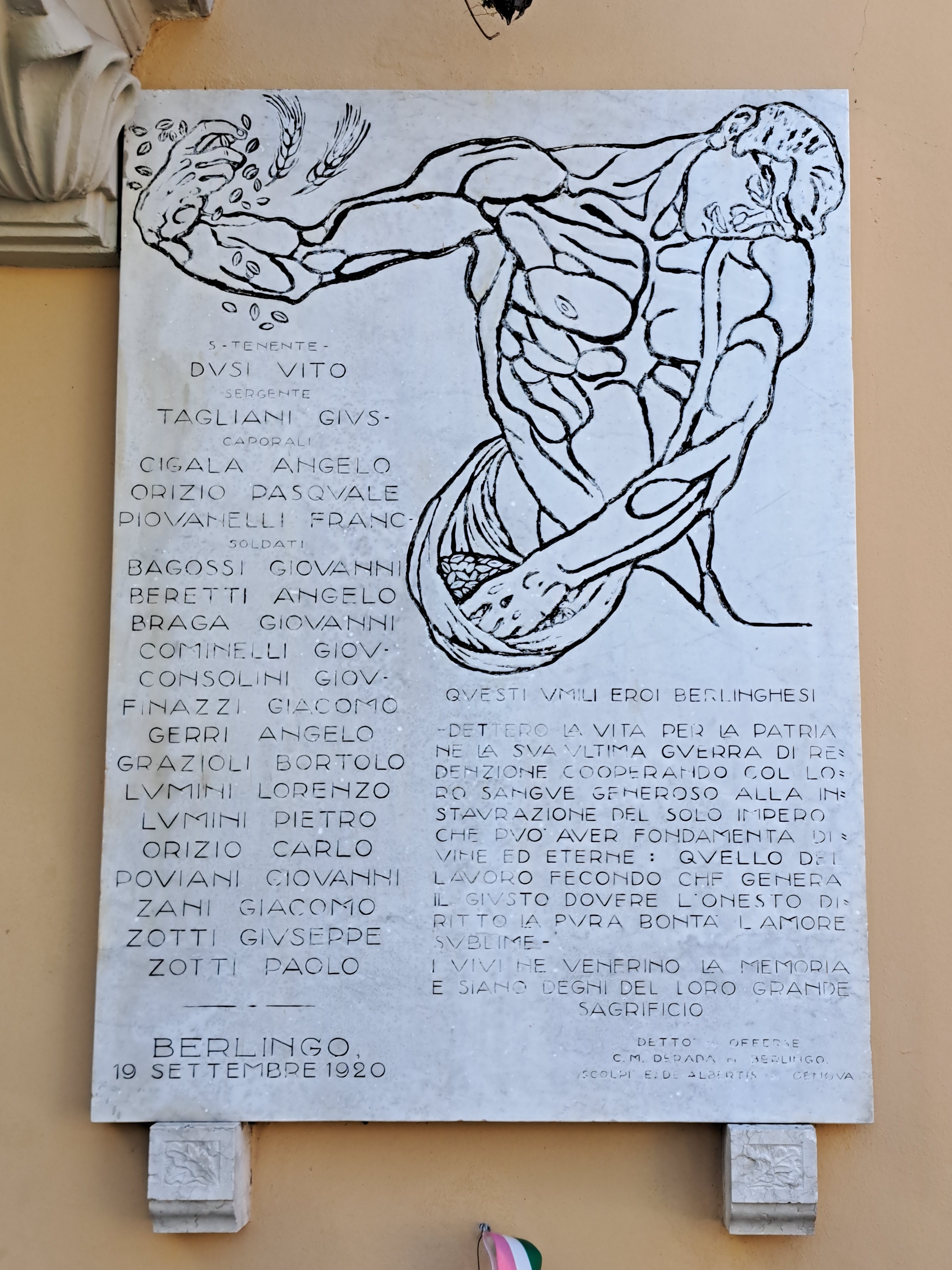Uomo che semina (monumento ai caduti - a lapide, opera isolata) di De Alberti, Edoardo (attribuito) (primo quarto XX)