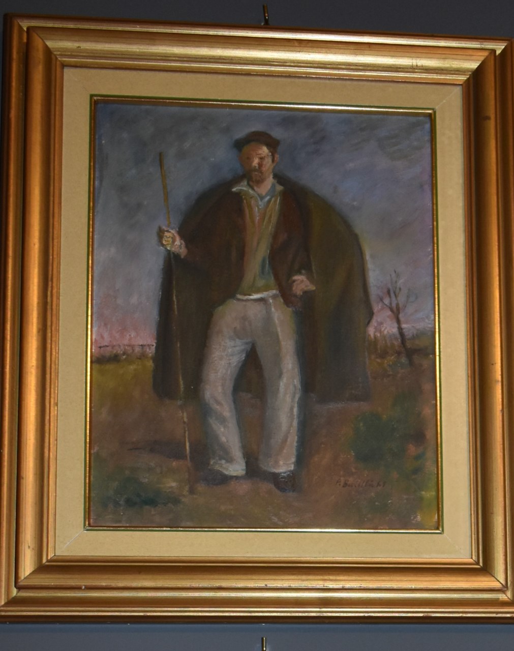 Anguillaro, paesaggio con figura maschile (dipinto, opera isolata) di Barillà Pietro (secondo quarto XX)